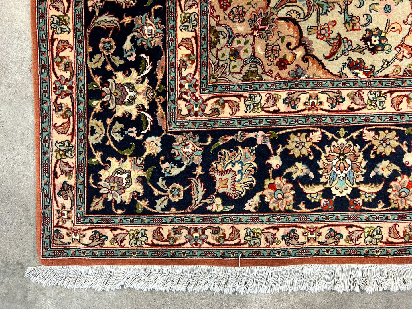 6'9"x10'2" Fine Hand-Knotted Wool & Silk Blend Tabrize Carpet - Area Rug