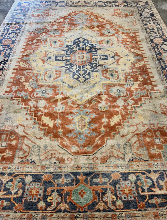 9'x12' Hand-Knotted 100% Lamb Wool Serapie Design Carpet - Area Rug