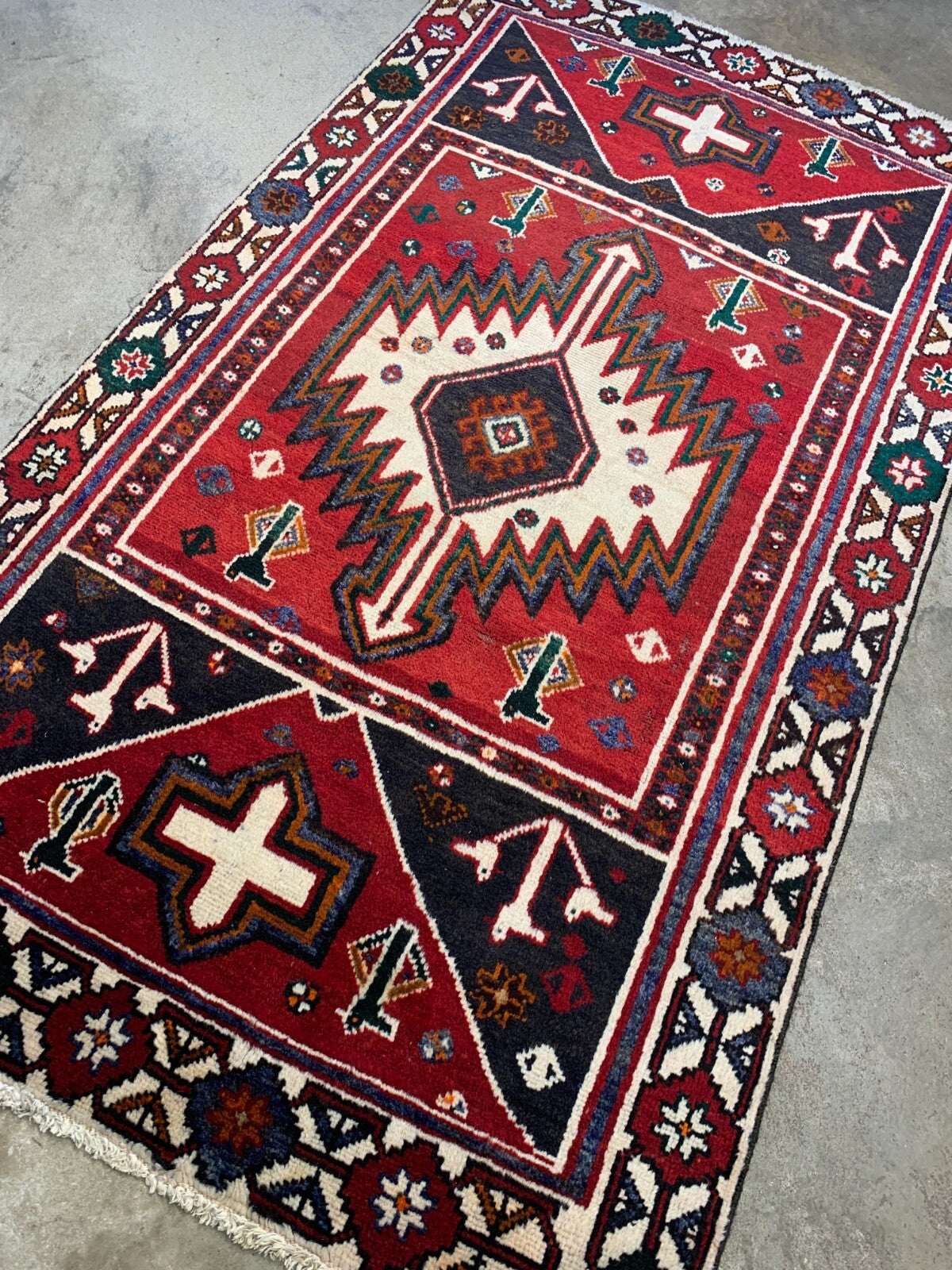 4'0" x 7'1" Hand-Knotted 100% Wool Pile Nahavande Area Rug - Carpet