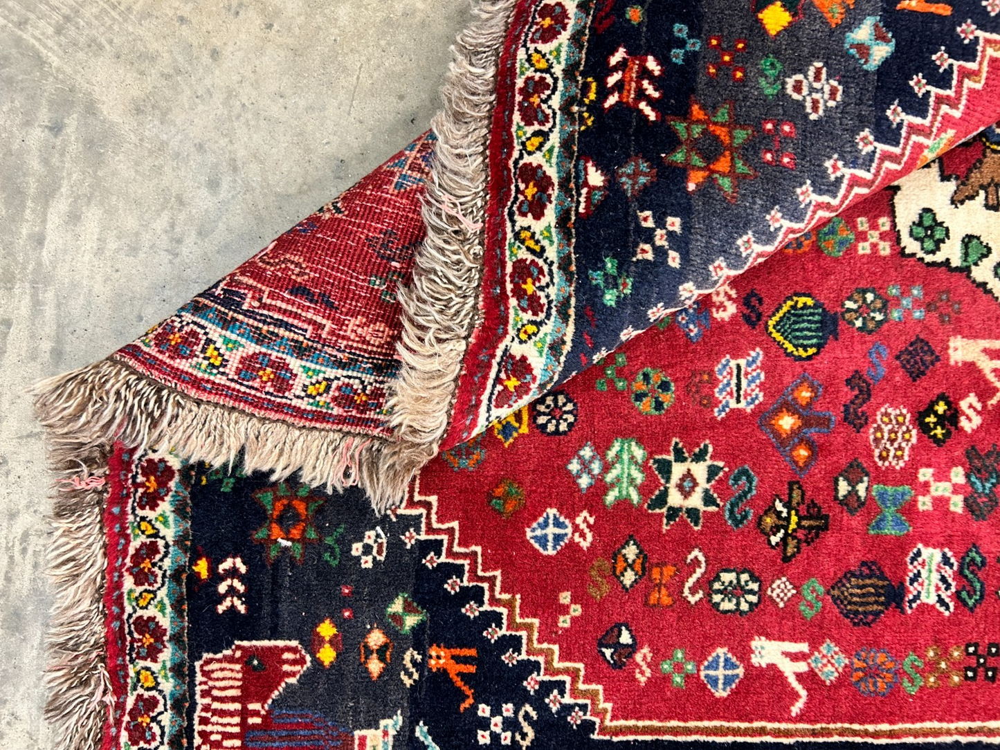 3'11"x4'7" Hand-Knotted 100% Wool Pile Ghashghaei Area Rug - Carpet