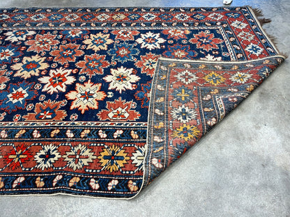 Collector Item -  4'x6'3" Antique Hand-Knotted 100% Wool Pile Kazak Rug