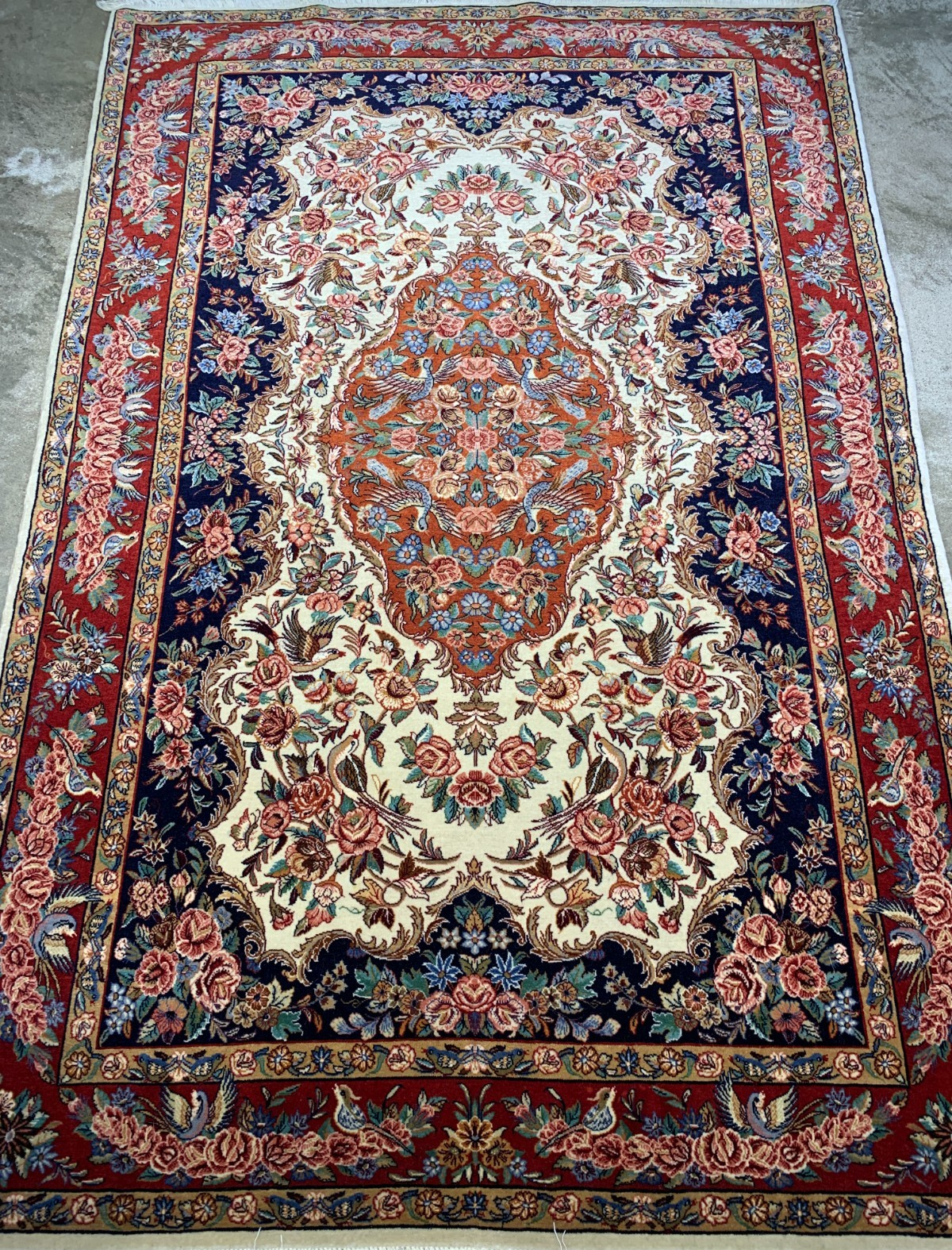 4'2"x6'7" Extra Fine Hand-Knotted Kork Wool Sarouke Rug