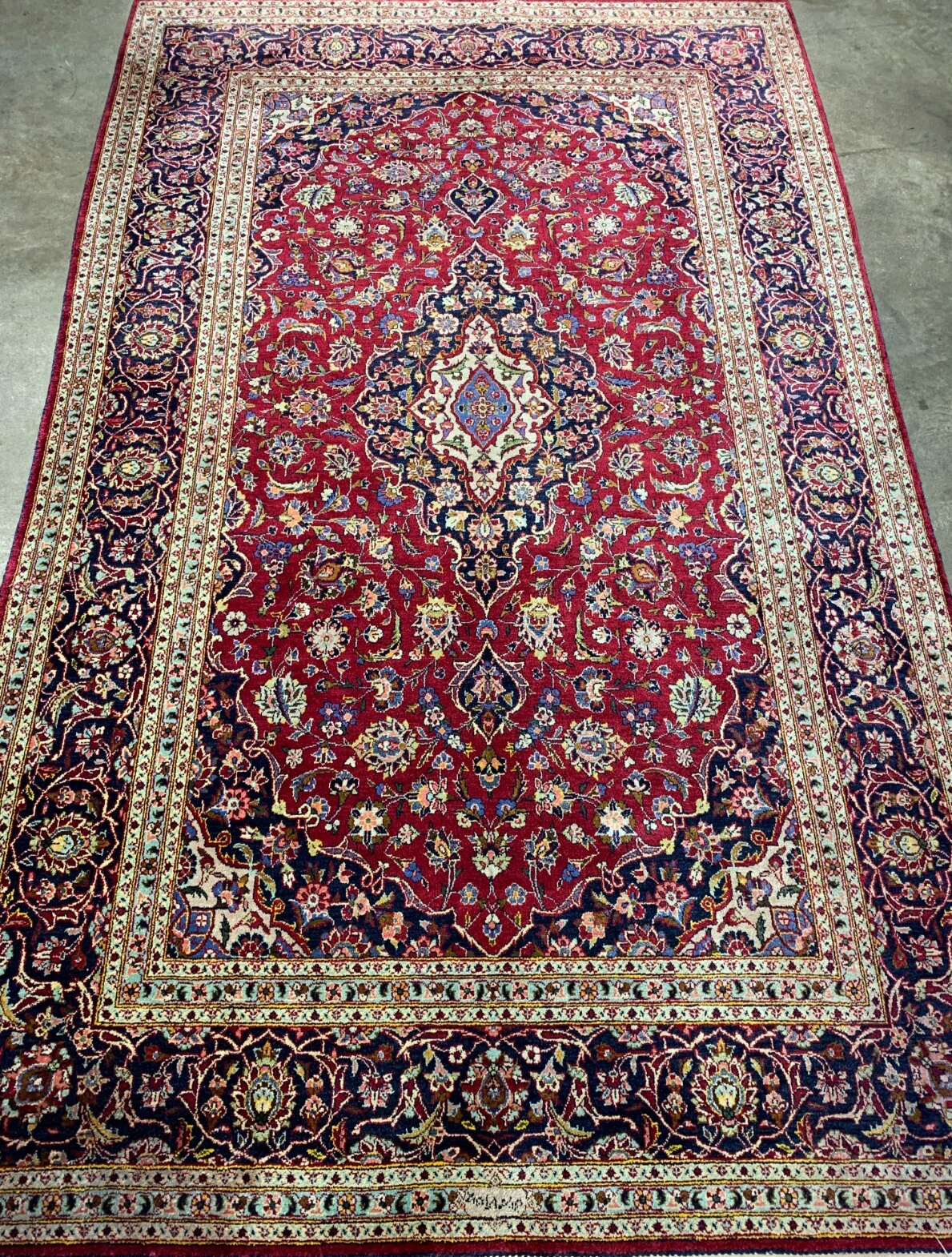 4'4"x6'6" Collector Antique Hand-Knotted 100% Silk Kashane Rug
