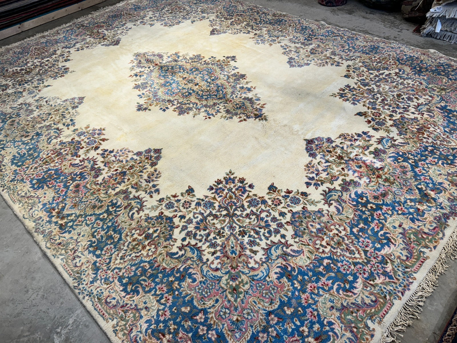 10'11"x14'9" Hand-Knotted 100% Wool Pile Kermane Area Rug - Carpet
