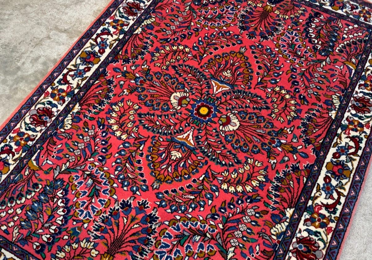 3'6"x5'2'' Hand-Knotted 100% Wool Pile Sarouke Area Rug