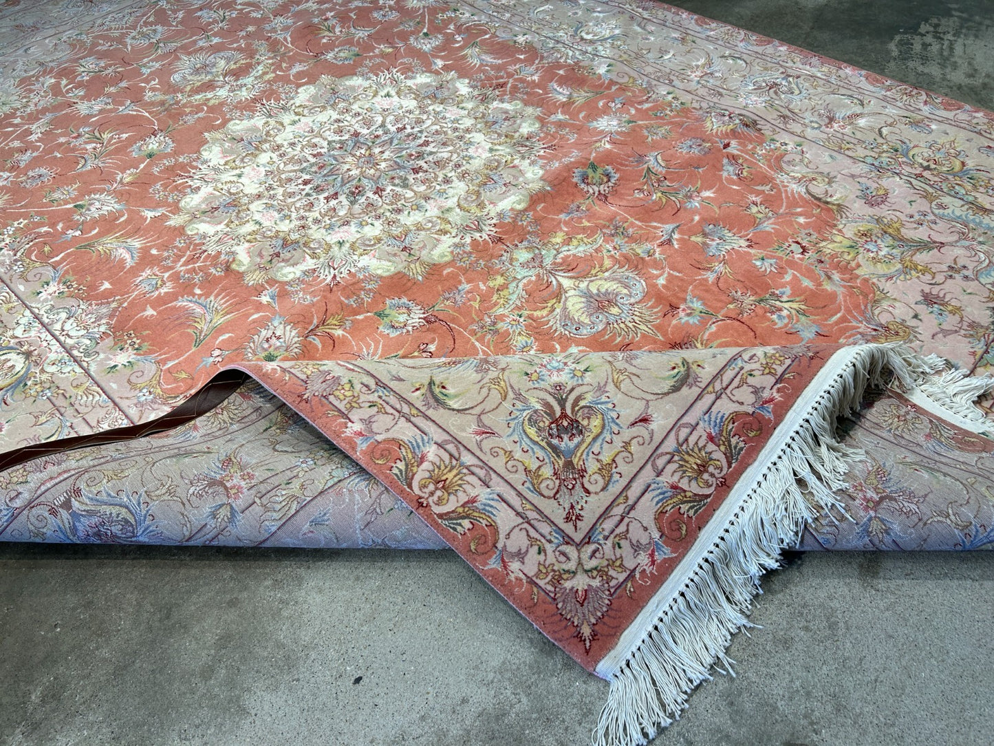 6'7"x9'9" Fine Hand-Knotted Wool & Silk Blend Tabrize Carpet - Area Rug