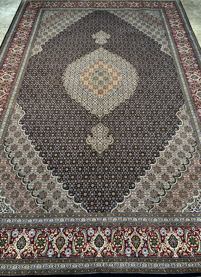 6'7"x9'10" Fine Hand-Knotted Wool & Silk Blend Tabrize Mahi Carpet - Area Rug