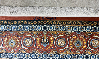 7'3"x10'7" Exquisite Extra-Fine Hand-Knotted 100% Silk Qume Carpet - Area Rug