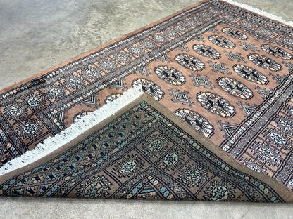 3'1"x5' Hand-Knotted 100% Wool Pile Bokhara Rug