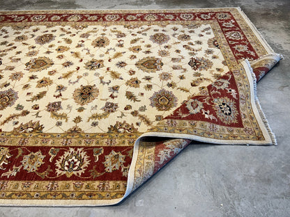 9'x12' Hand-Knotted 100% Wool Pile Kashane Design Carpet - Area Rug