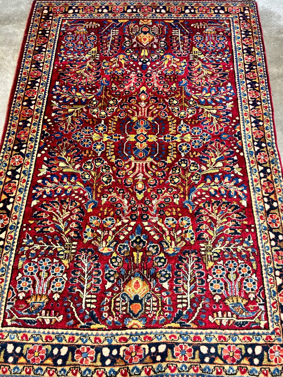 Collector Antique - 3'4"x5'1" Hand-Knotted 100% Wool Pile Sarouke Rug