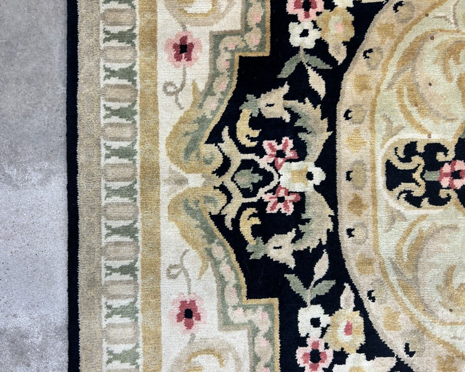 6'1"x9'2" Hand-Knotted 100% Wool Pile Aubusson Carpet - Area Rug