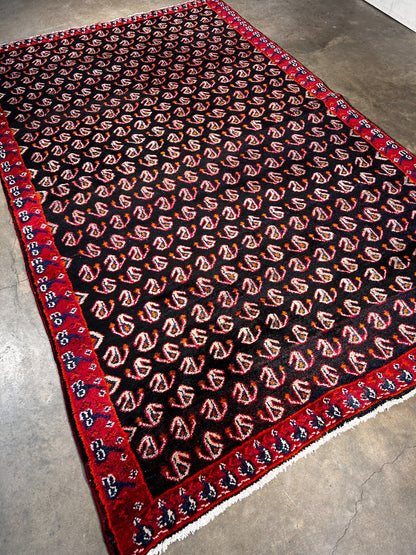 5' x 8'1" Hand-Knotted 100% Wool Pile Mosole Hamadane Area Rug - Carpet