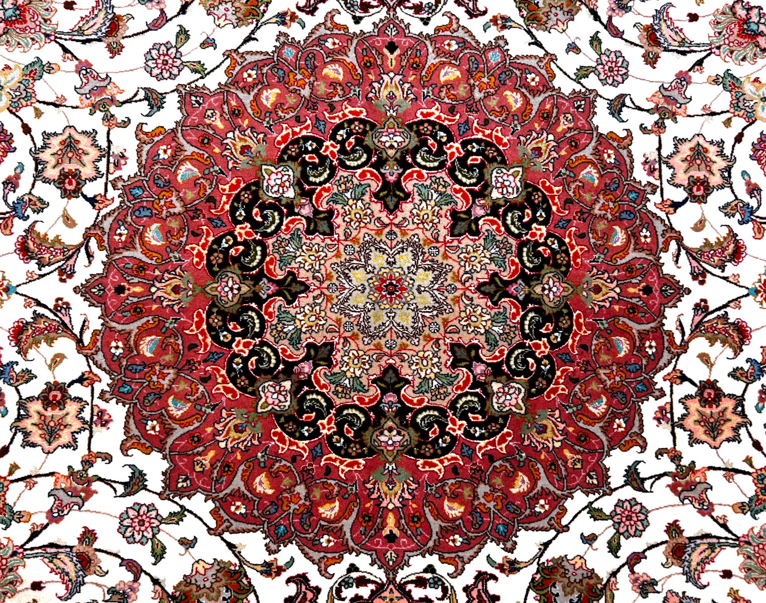 8'3"x11'3" Fine Hand-Knotted Wool & Silk Tabrize Rug