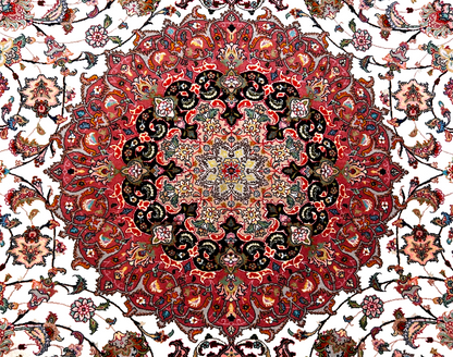 8'3"x11'3" Fine Hand-Knotted Wool & Silk Tabrize Rug