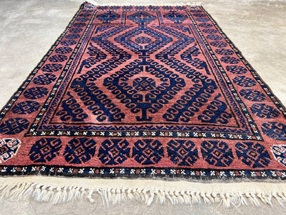3'x4'6" Antique Hand-Knotted 100% Wool Pile Balouchi Rug