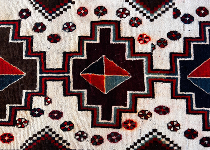 4'3" x 6'7" Hand-Knotted 100% Wool Pile Hamadane Area Rug - Carpet