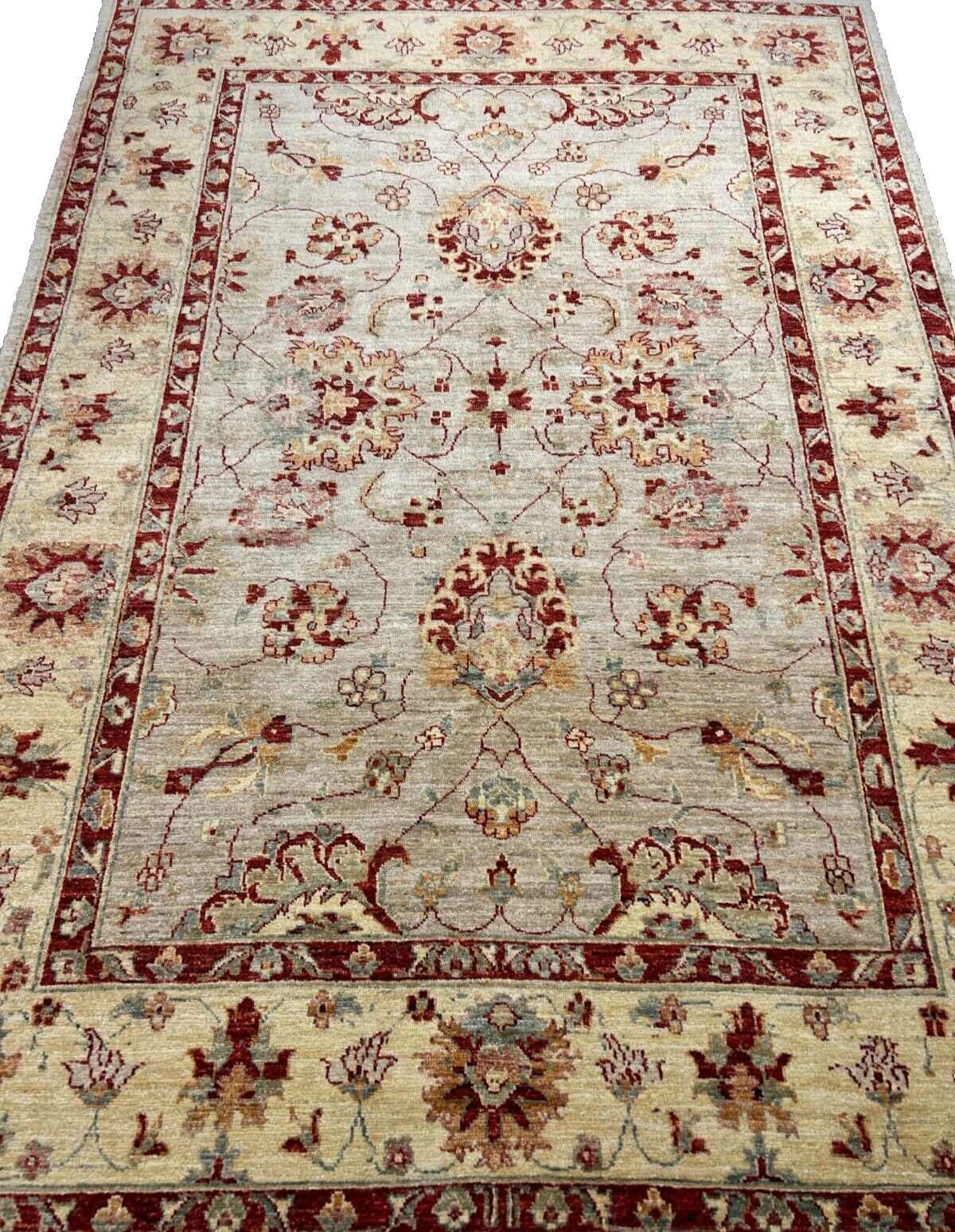 5'8"x8'2" Hand-Knotted 100% Wool Pile Agra Carpet - Area Rug