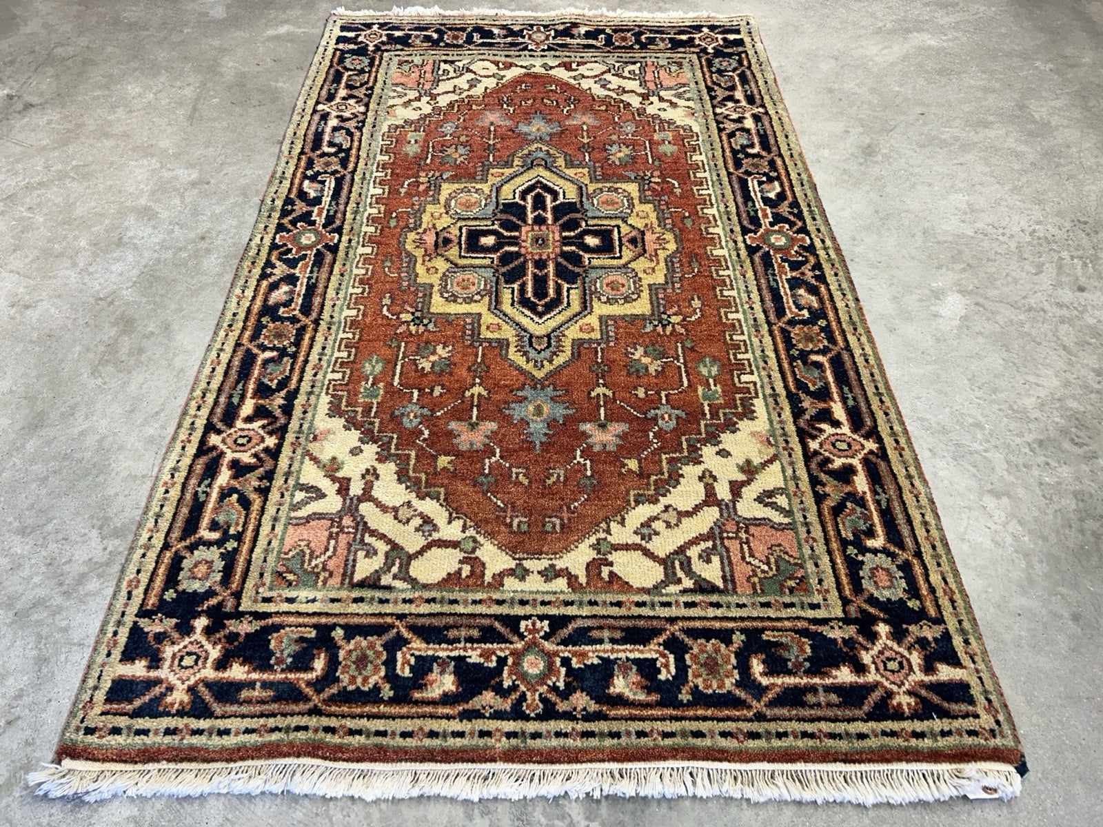 3’x5’1” Hand-Knotted 100% Wool Indoserapi Area Rug - Carpet