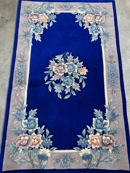 3'x5' Hand-Knotted 100% Wool Pile Art-Deco Area Rug - Carpet