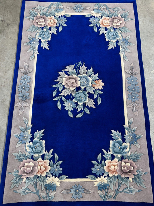 3'x5' Hand-Knotted 100% Wool Pile Art-Deco Area Rug - Carpet