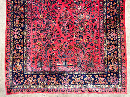 4'1"x6'10" Collector Antique Extra Fine Hand-Knotted 100% Wool Kashane Rug