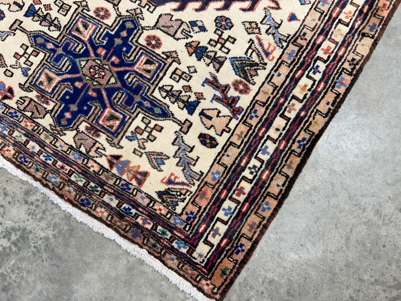 3'8"x5'2" Hand-Knotted 100% Wool Pile Karaja Area Rug - Carpet