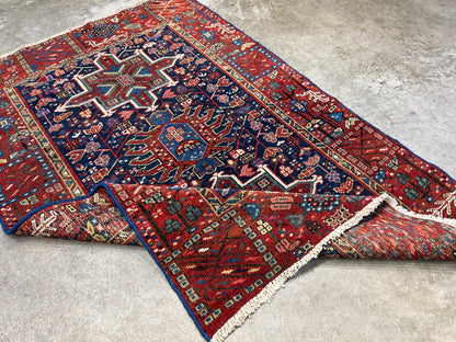 3'x4'6" Antique Hand-Knotted 100% Wool Pile Karaja Rug