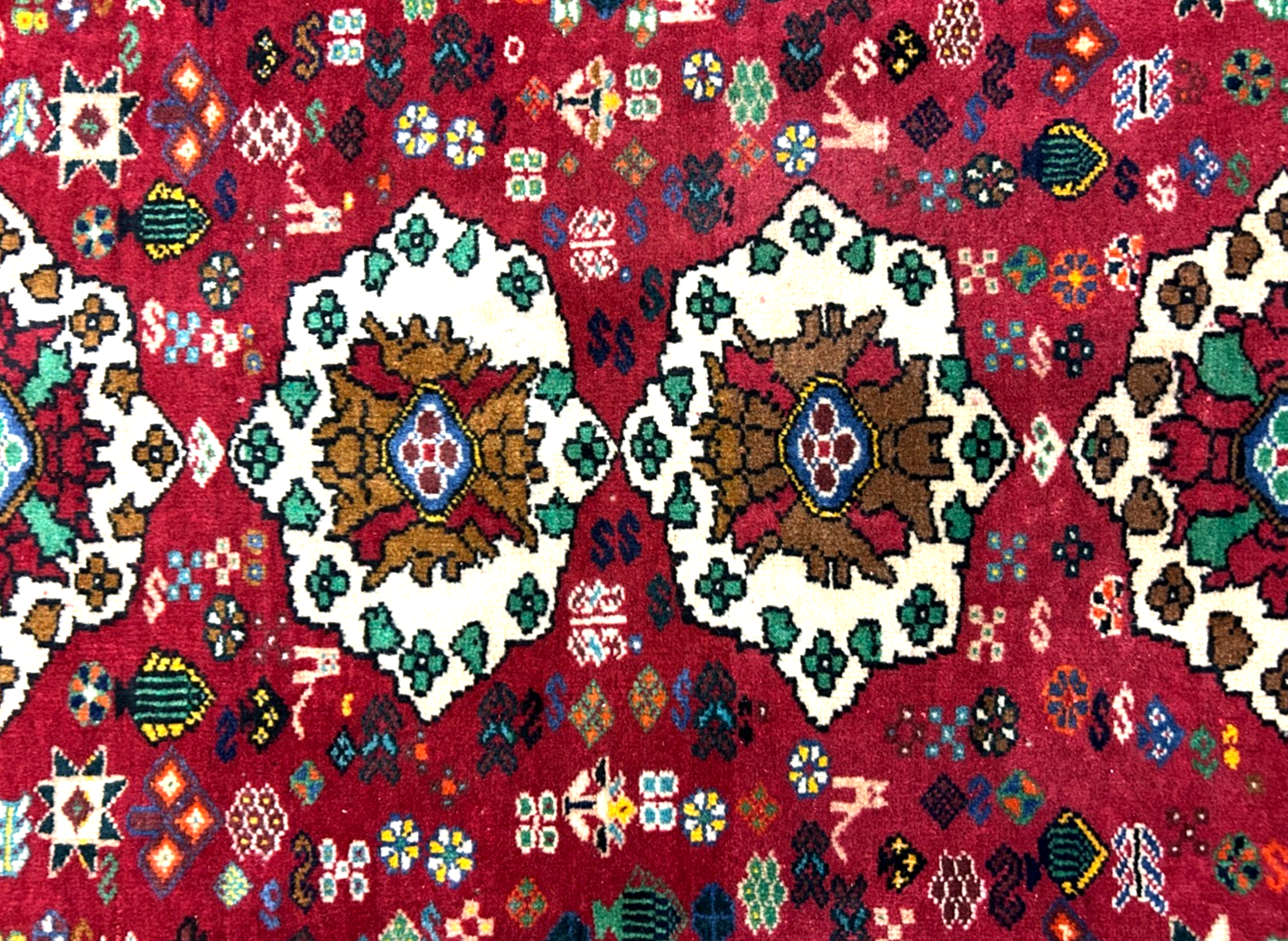 3'11"x4'7" Hand-Knotted 100% Wool Pile Ghashghaei Area Rug - Carpet