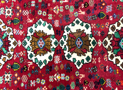 3'11"x4'7" Hand-Knotted 100% Wool Pile Ghashghaei Area Rug - Carpet