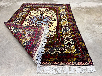 3'3"x4'9'' Hand-Knotted 100% Wool Afghan Medallion Area Rug