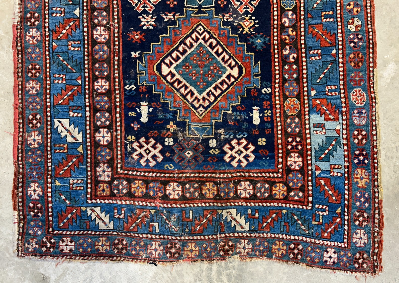 4'1"x7'2" Antique Hand-Knotted 100% Wool Pile Kazak Caucasian Area Rug - Carpet