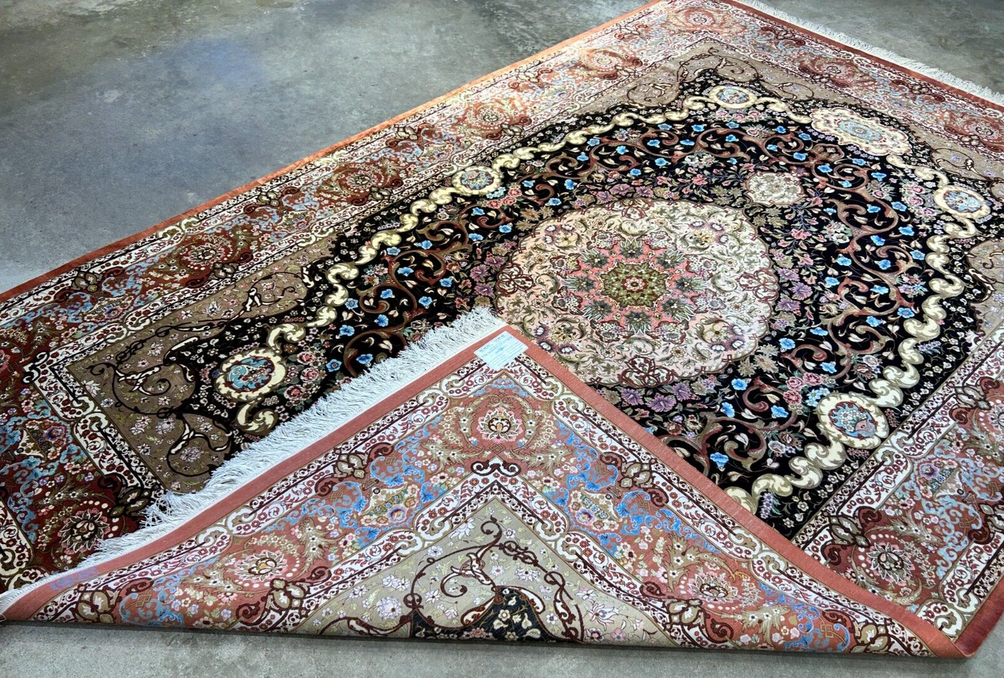 6'6"x9'6" Exquisite Extra-Fine Hand-Knotted 100% Silk Qume Carpet - Area Rug