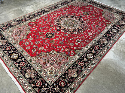 6'7"x9'10" Fine Hand-Knotted Wool & Silk Blend Tabrize Carpet - Area Rug