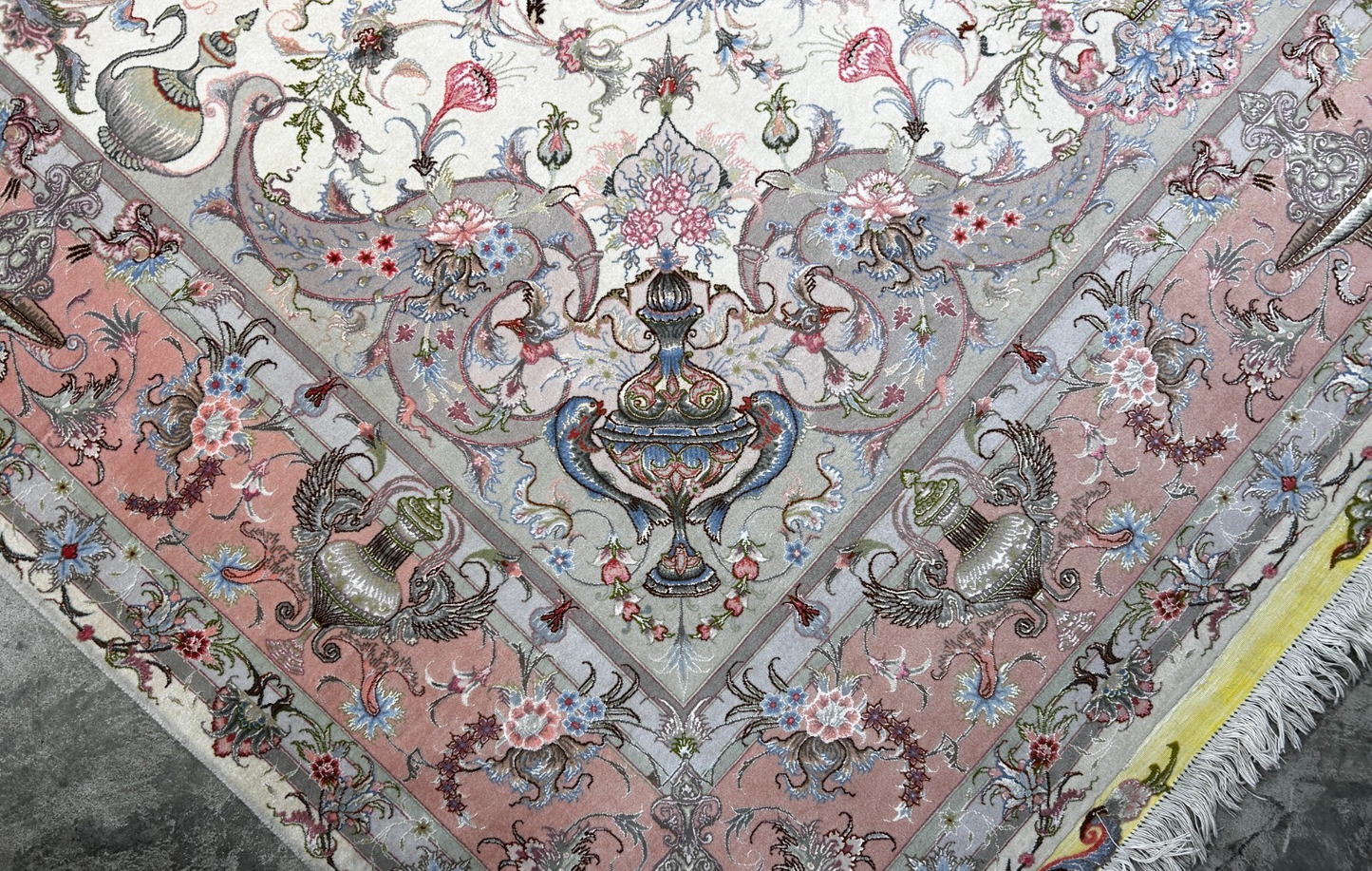 8'3"x11'7" Extremely Fine Hand-Knotted Wool & Silk Tabrize Area Rug - Signed