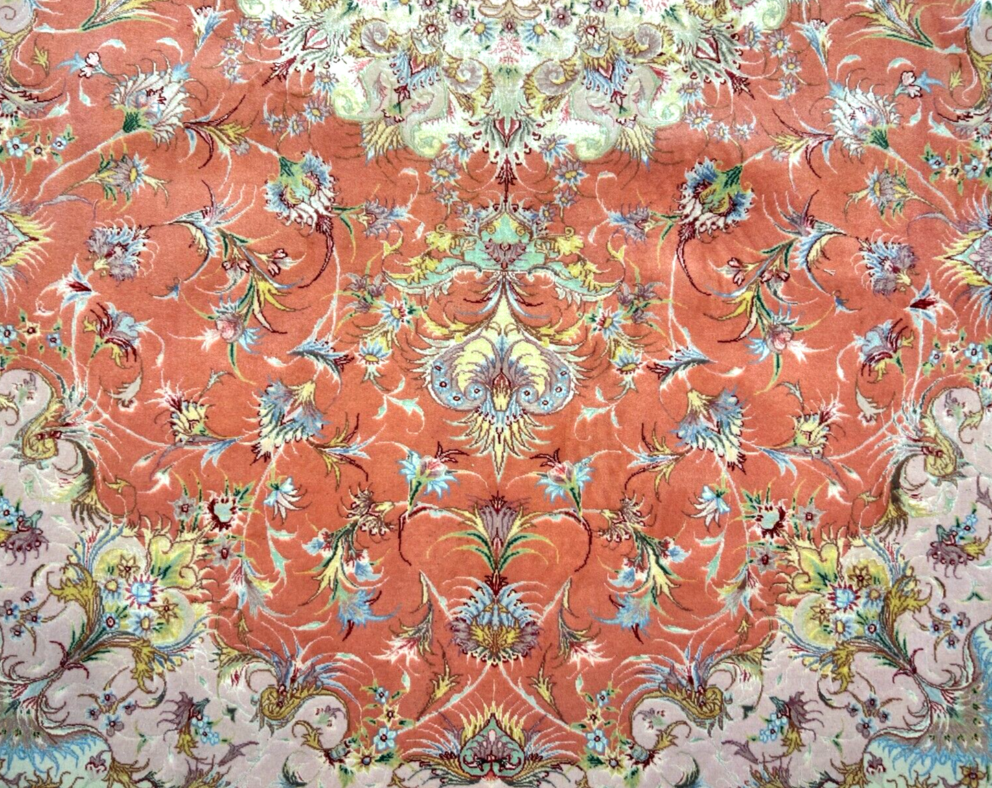 6'7"x9'9" Fine Hand-Knotted Wool & Silk Blend Tabrize Carpet - Area Rug