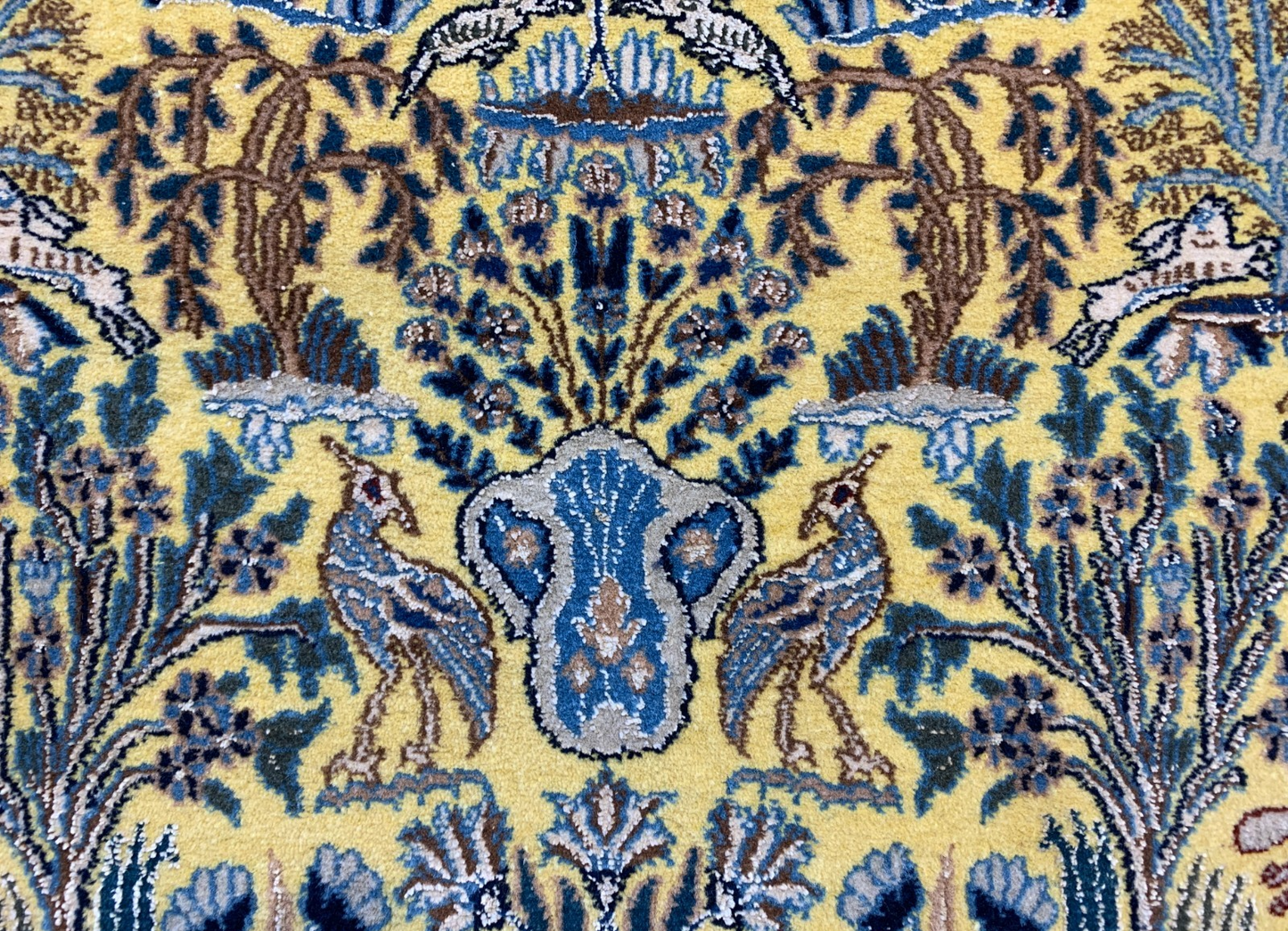 3'7"x5'6'' Very Fine Hand-Knotted Silk & Wool Tree of Life Naine Area Rug - Carp