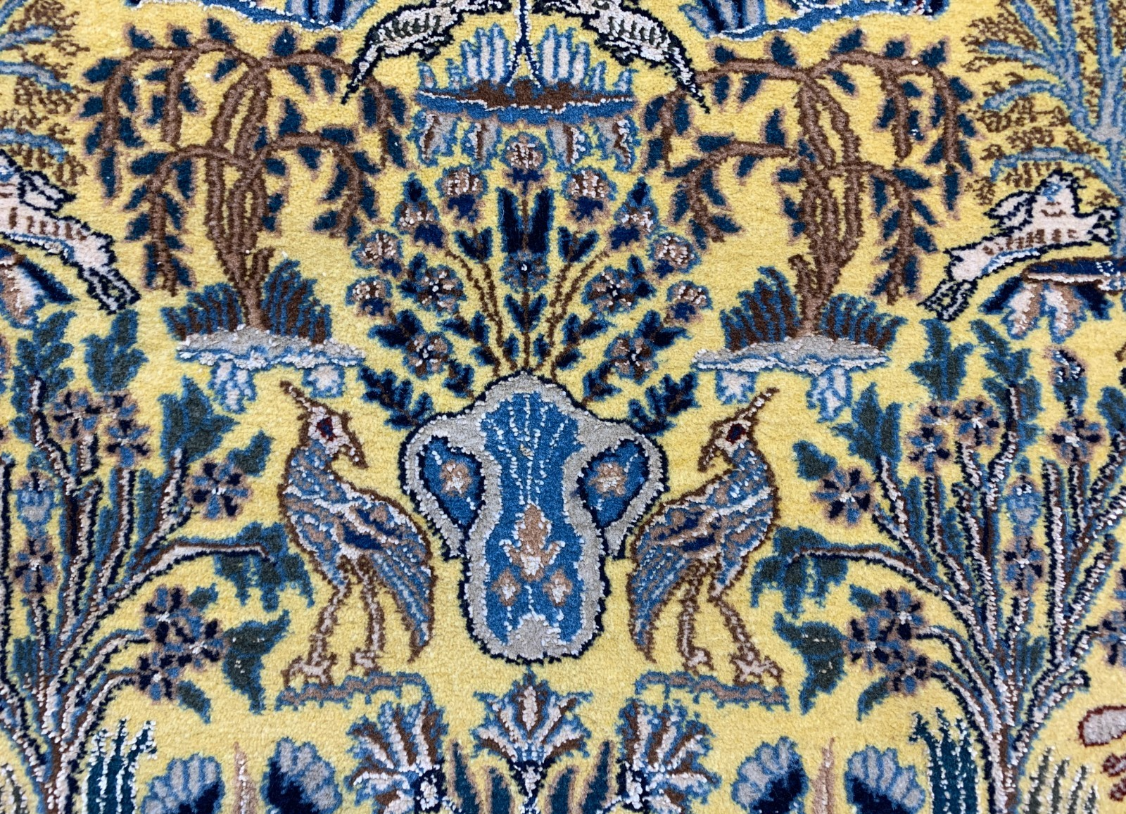 3'7"x5'6'' Very Fine Hand-Knotted Silk & Wool Tree of Life Naine Area Rug - Carp