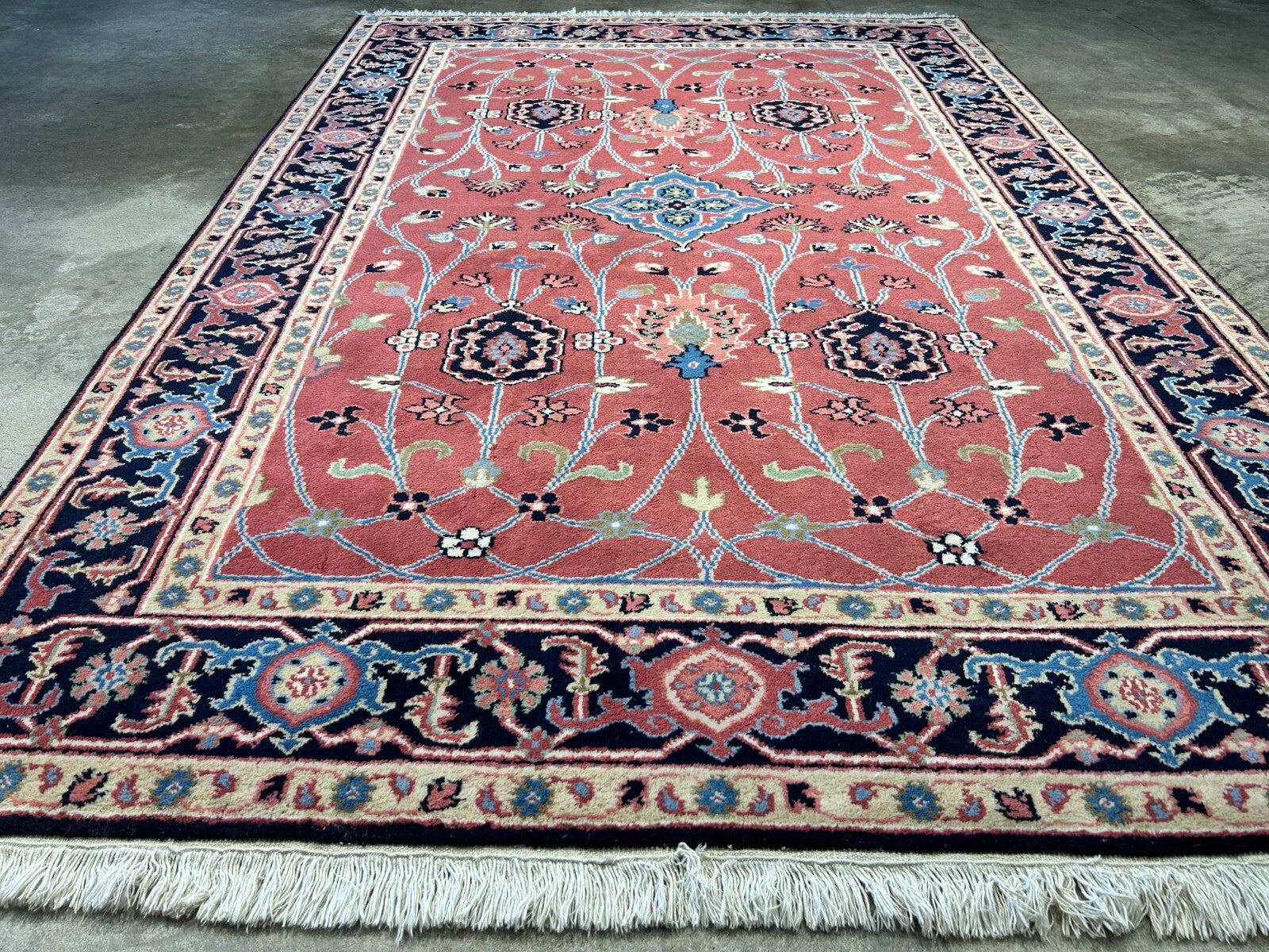 6'x9' Hand-Knotted 100% Wool Pile Indo-Serapi Carpet - Area Rug