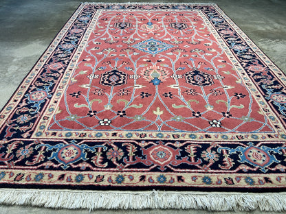 6'x9' Hand-Knotted 100% Wool Pile Indo-Serapi Carpet - Area Rug