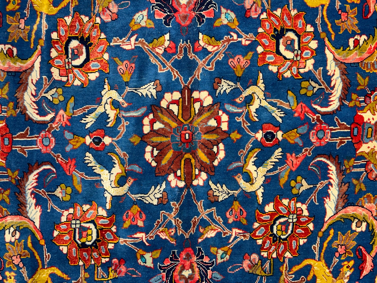 Collector Item - 10'6"x15'7" Antique Hand-Knotted Wool & Silk Varamine Area Rug