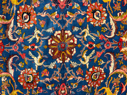 Collector Item - 10'6"x15'7" Antique Hand-Knotted Wool & Silk Varamine Area Rug