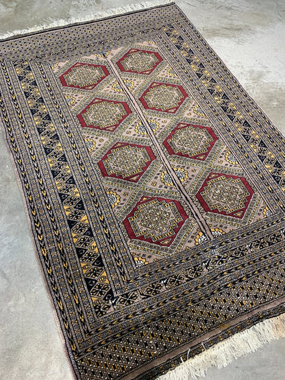 4'0" x 5'11" Hand-Knotted 100% Wool Pile Bokhara Area Rug - Handmade Carpet