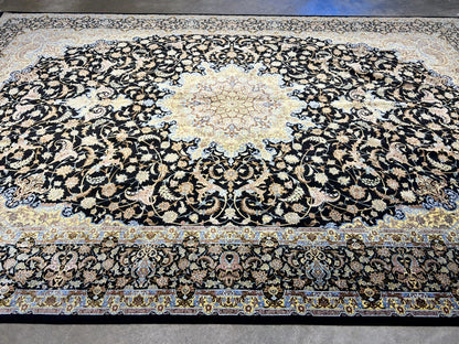 6'6"x10' Exquisite Hand-Knotted 100% Silk Qume Rug