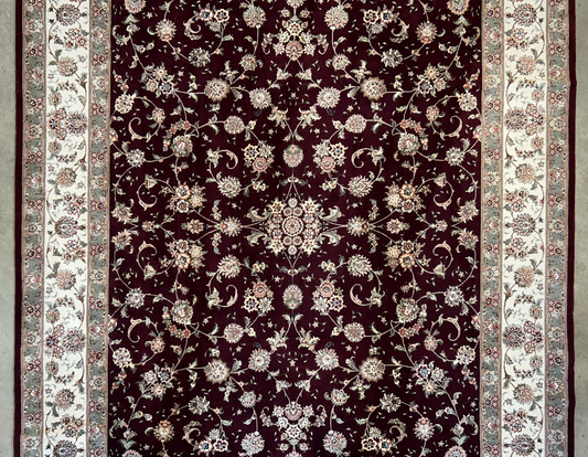 9'x12' Hand-Knotted Wool & Silk Pile SinoPersian Rug