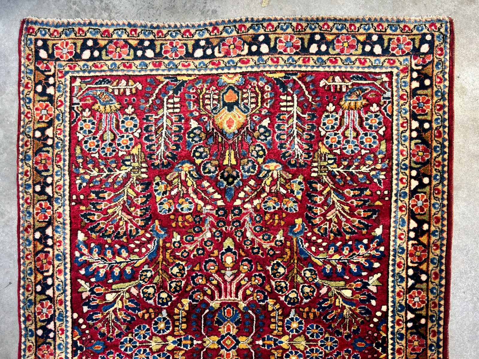 Collector Antique - 3'4"x5'1" Hand-Knotted 100% Wool Pile Sarouke Rug