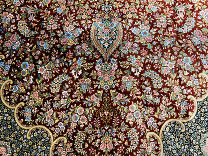 6'5"x9'10" Exquisite Hand-Knotted 100% Silk Qume Rug