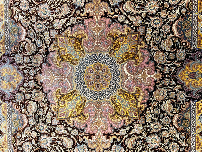 6'9"x10'2" Exquisite Hand-Knotted 100% Silk Qume Rug