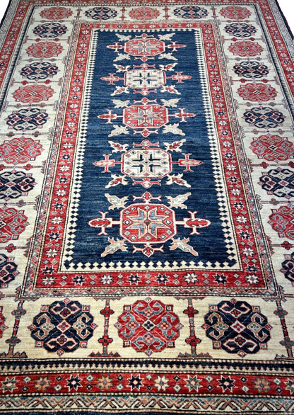 5'9"x8' Hand-Knotted 100% Wool Carpet - Kazak Area Rug