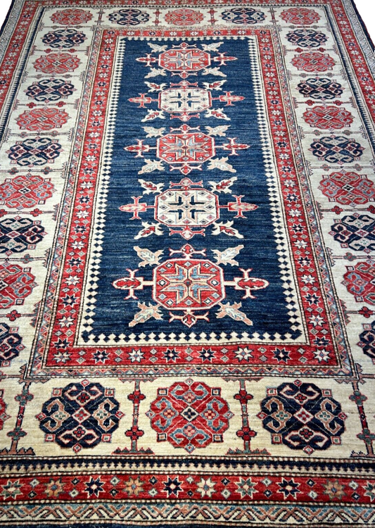 5'9"x8' Hand-Knotted 100% Wool Carpet - Kazak Area Rug